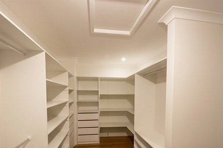 Walk-In Wardrobe with Corner Shelves